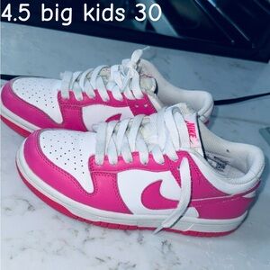 Nike Kids Pink and White Low-Top Sneakers